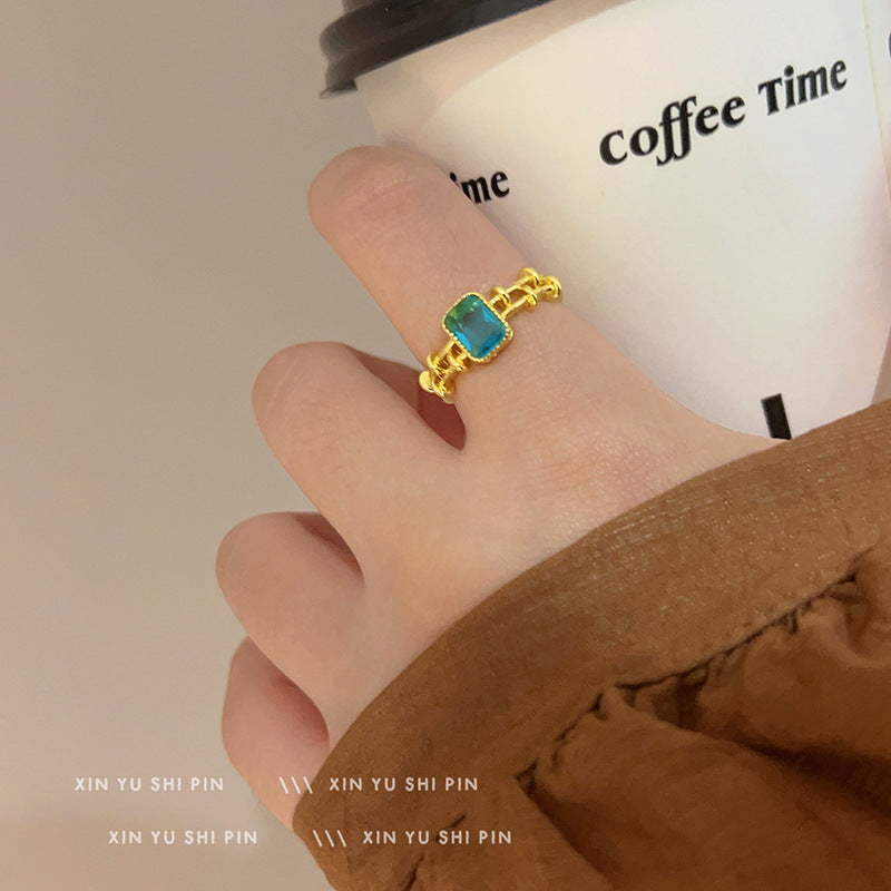 Wholesale Blue Sugar Ring  Luxury Vintage Court Style Open Ring Ring