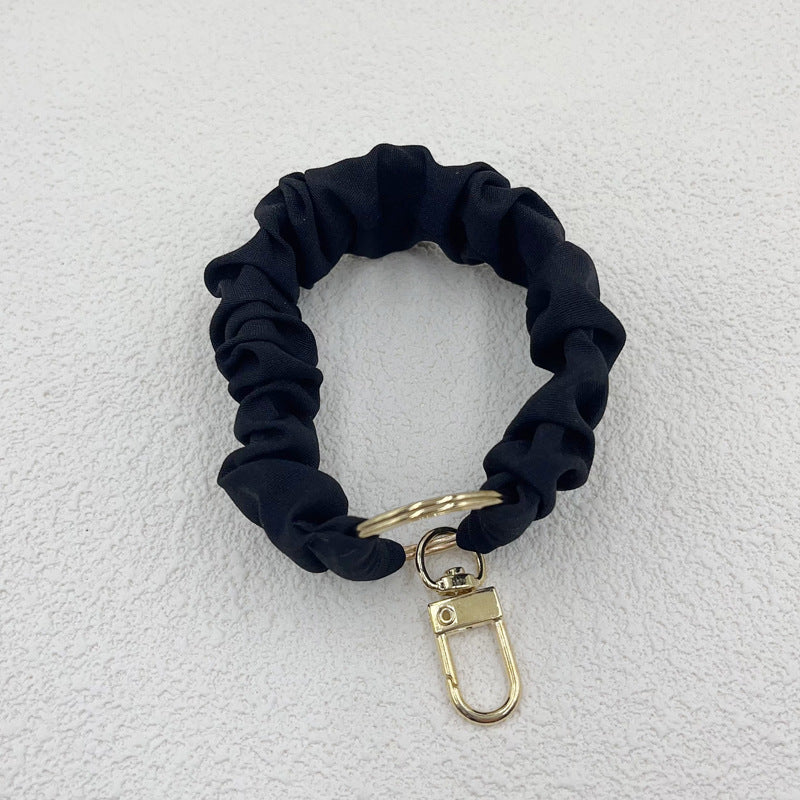 Wholesale Black White Checkered Pleated Alloy Phone Strap Keychain Lanyard Casual Gift