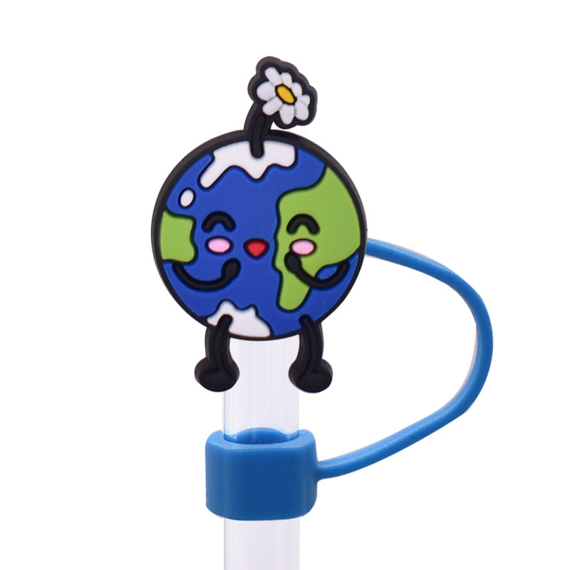 Wholesale Random 100pcs Cartoon Planet Series PVC Soft Straw Tube Cap