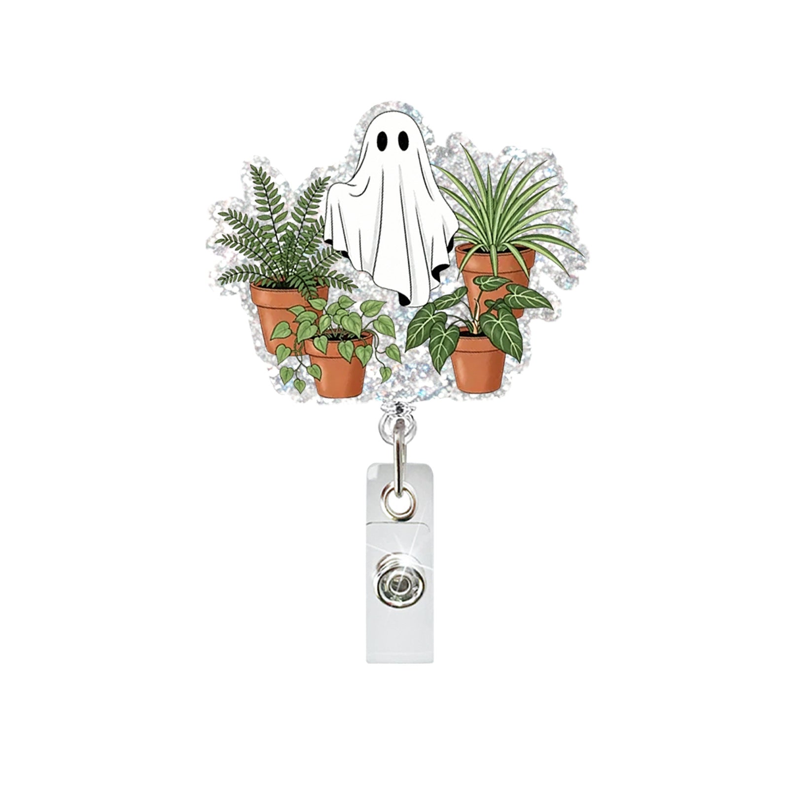 Wholesale Monstera Skull Retractable Badge ID Holder - Acrylic Belt Clip,  Chic Car Key Accessory Gift