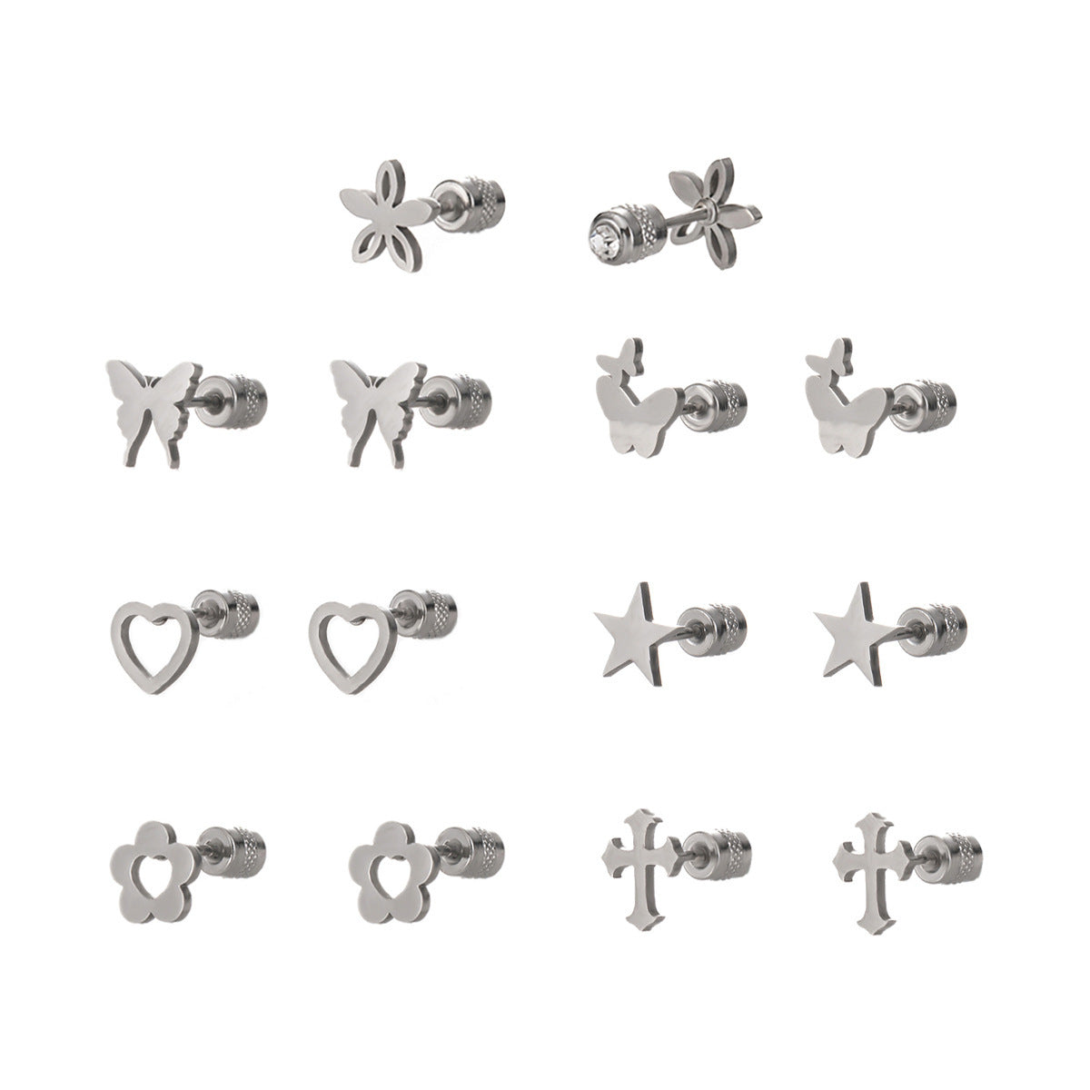 Wholesale Stainless Steel Butterfly Ear Cuff Stud Earrings Geometric Design Fashion Jewelry Accessory for Party Gift