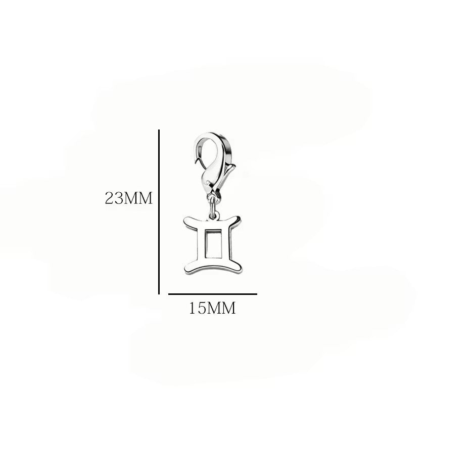 Wholesale Casual Stainless Steel Zodiac Pendant Charms with Lobster Clasp for DIY Jewelry Bracelets Necklaces,  Gift Idea