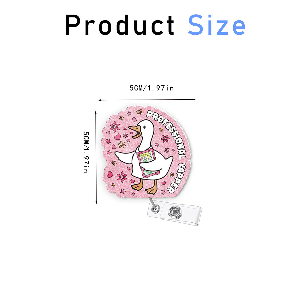 Wholesale Easy-Pull Clip Acrylic Pink Goose  Badge Reels