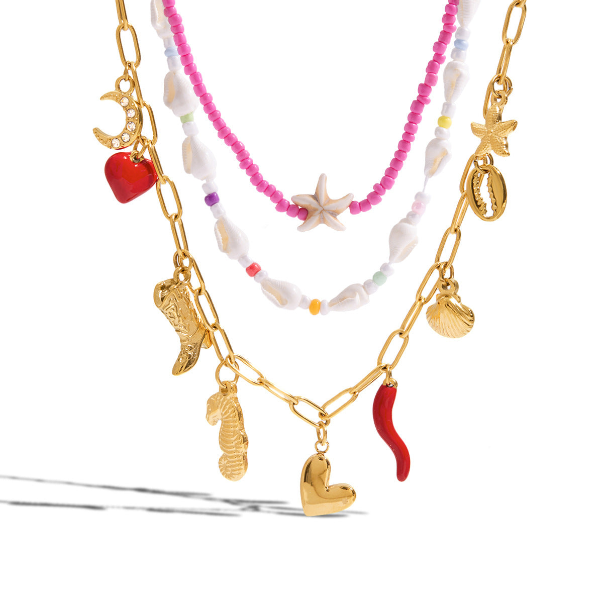 Wholesale 18K Gold Stainless Steel  Pearl Necklace Accessible Luxury Non-Fading Jewelry