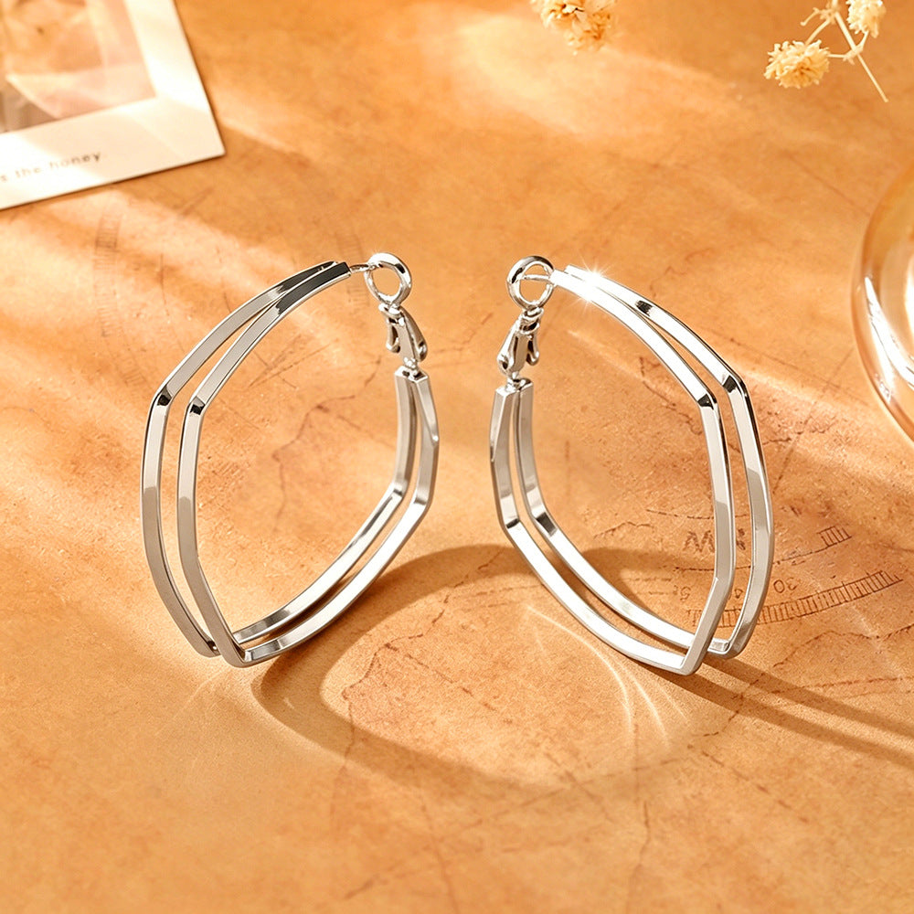 Wholesale Exotic Geometric Double-Layer Earrings,  Trendy Gold Plated Boutique Jewelry Accessory for Gifts