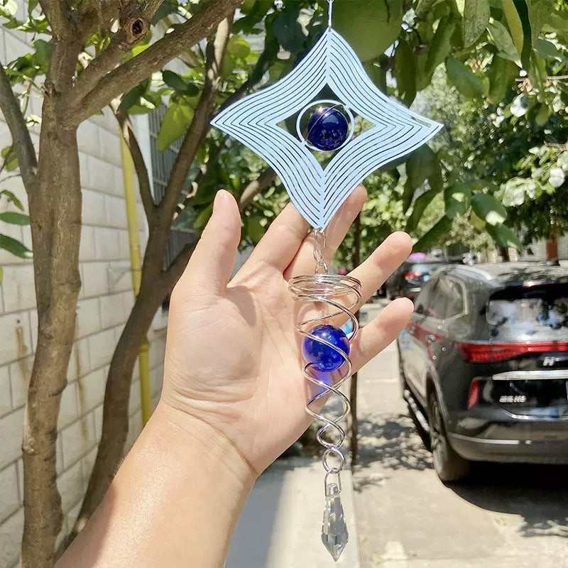 Wholesale Stainless steel diamond-shaped 3D rotating wind chime