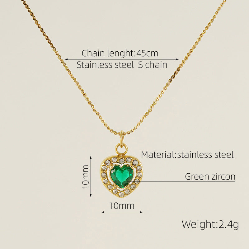 Wholesale Double Layer Diamond Encrusted Titanium Steel Square Zircon Necklace Stainless Steel Clavicle Chain ACC-NE-ZhongXin003