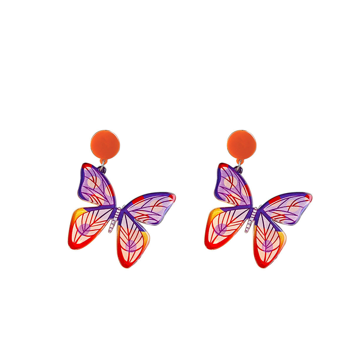 Wholesale Oil painting blue flower minimalist fresh graffiti acrylic summer earrings