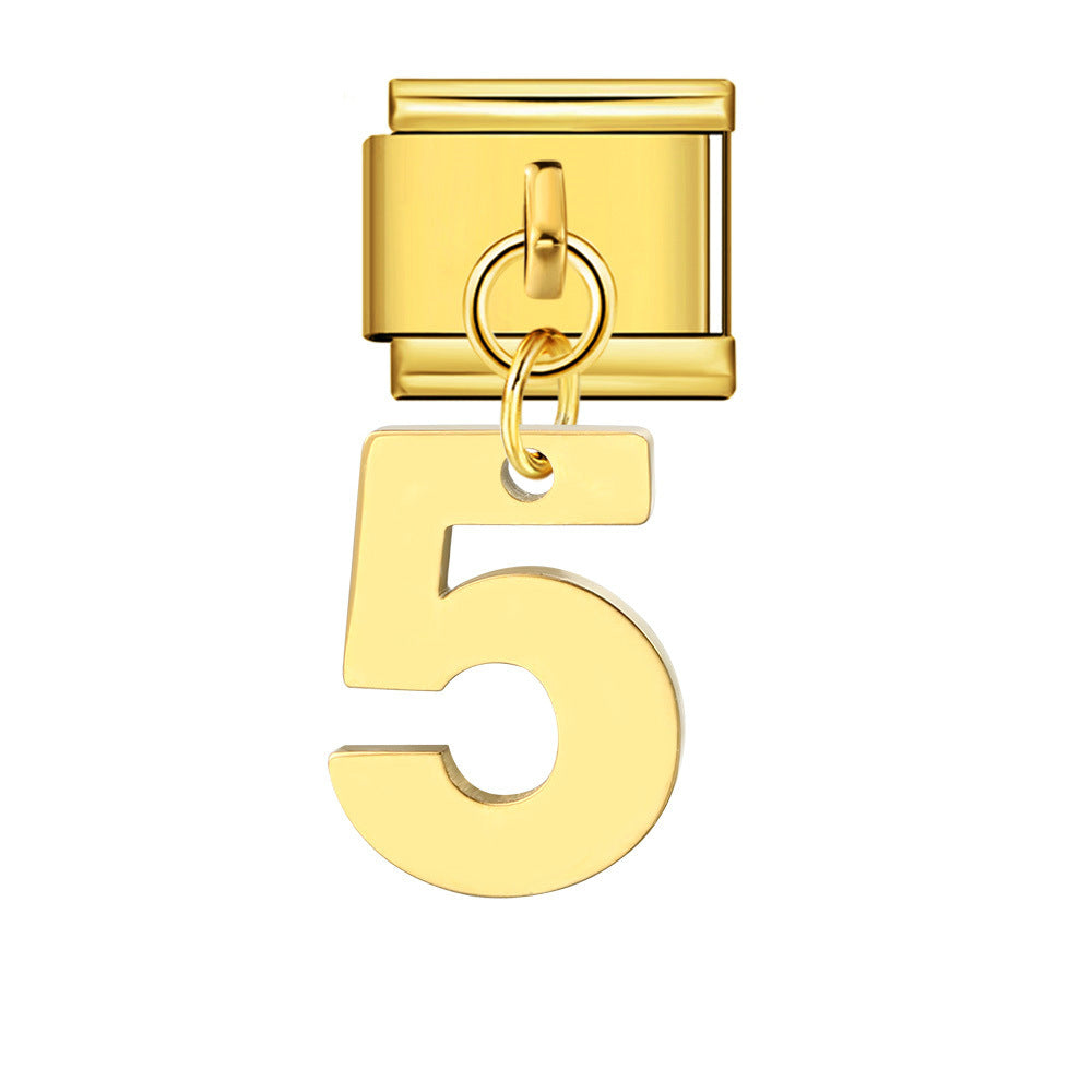 Bracciale fai da te con ciondolo con gancio in acciaio inossidabile a una cifra modulare italiano all'ingrosso