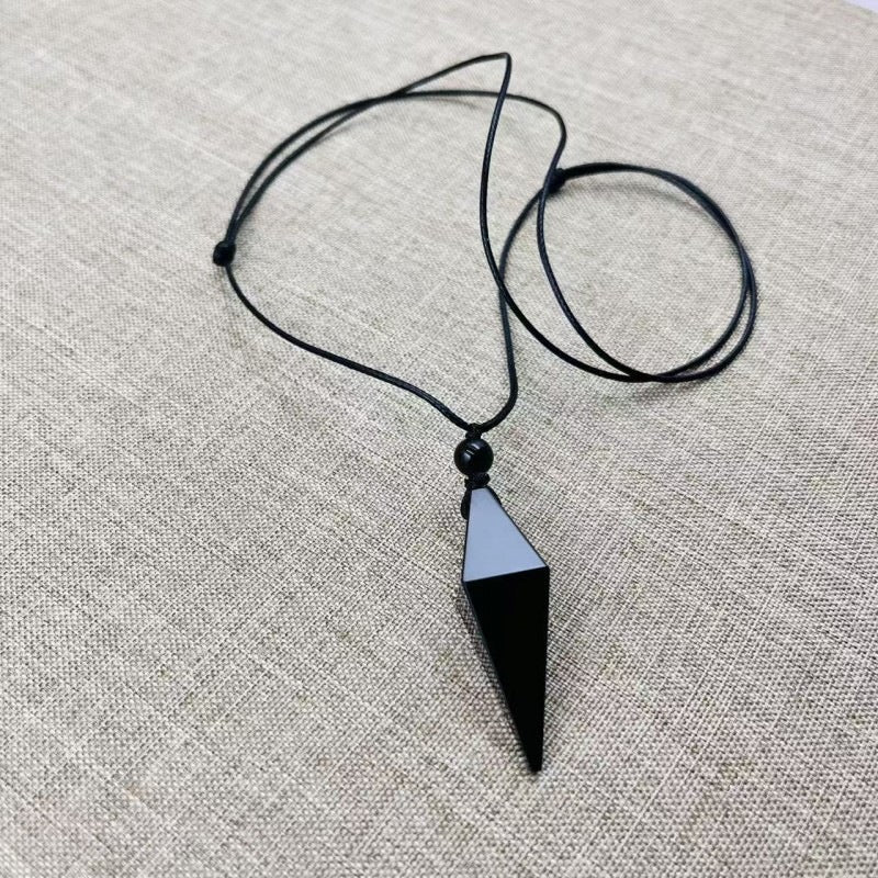 Wholesale Obsidian Geometric Pendant Necklace Starry Blue Sand Design for Couples Jewelry Accessory