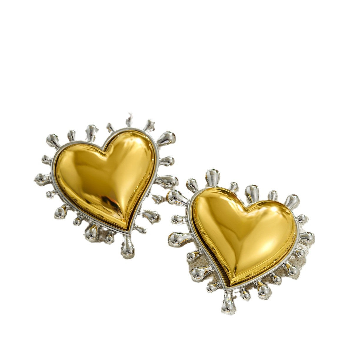 Wholesale 18K gold and silver two-color love earrings
