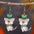 Wholesale  St. Patrick's Day  green hat cat double-sided wooden earrings