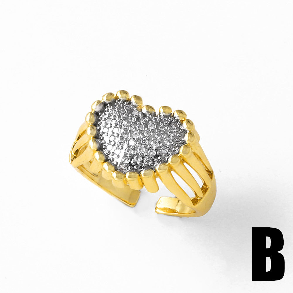 Wholesale two-color love gold-plated irregular open ring