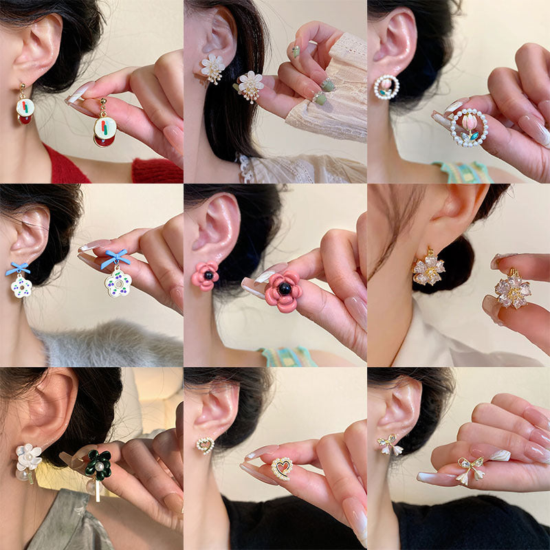 Wholesale S925 Silver Needle Flower Earrings Cute Earrings ACC-ES-Mengf001