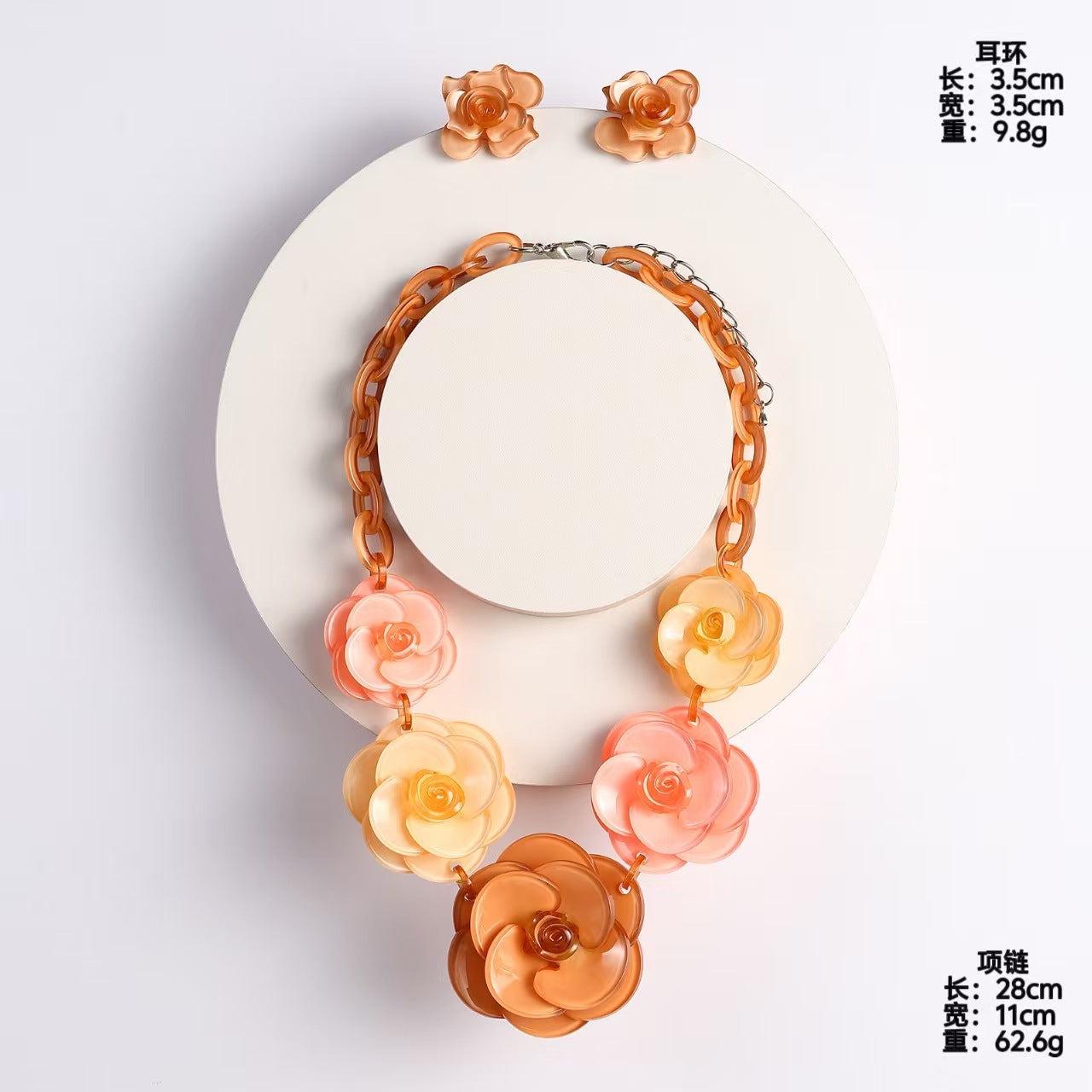 Wholesale Acrylic Flower Necklace and Earring Set,  Creamy Sweet Style,  Fashion Accessory for Boutique Resale