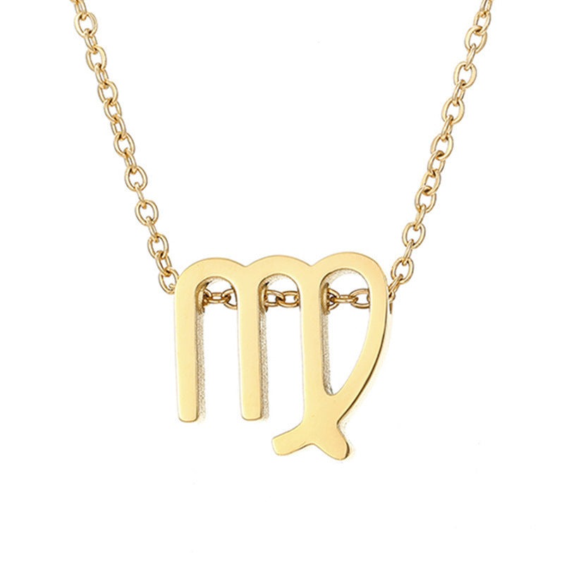 Wholesale Creative 12 Constellation Pendant Stainless Steel Gold Plated Necklaces ACC-NE-HongYu002