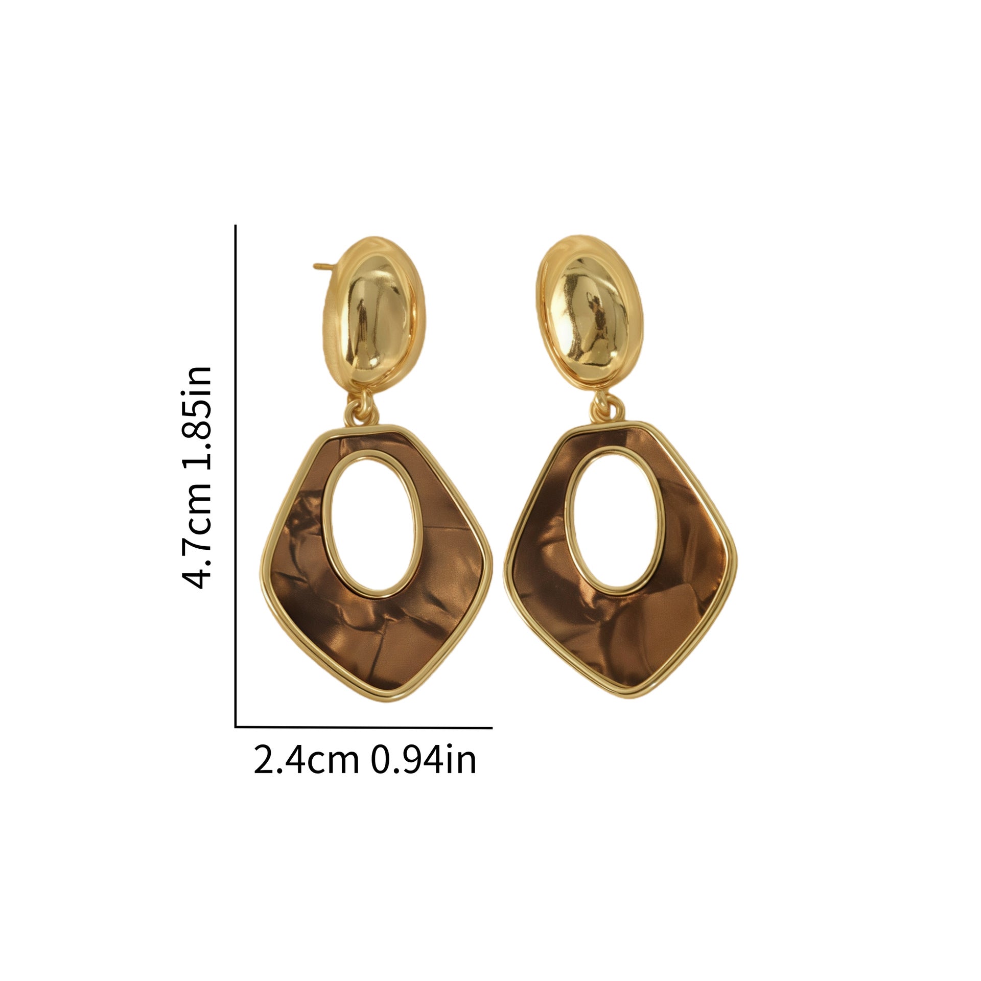 Wholesale Light Luxury Stainless Steel Geometric Polygon Openwork Earrings