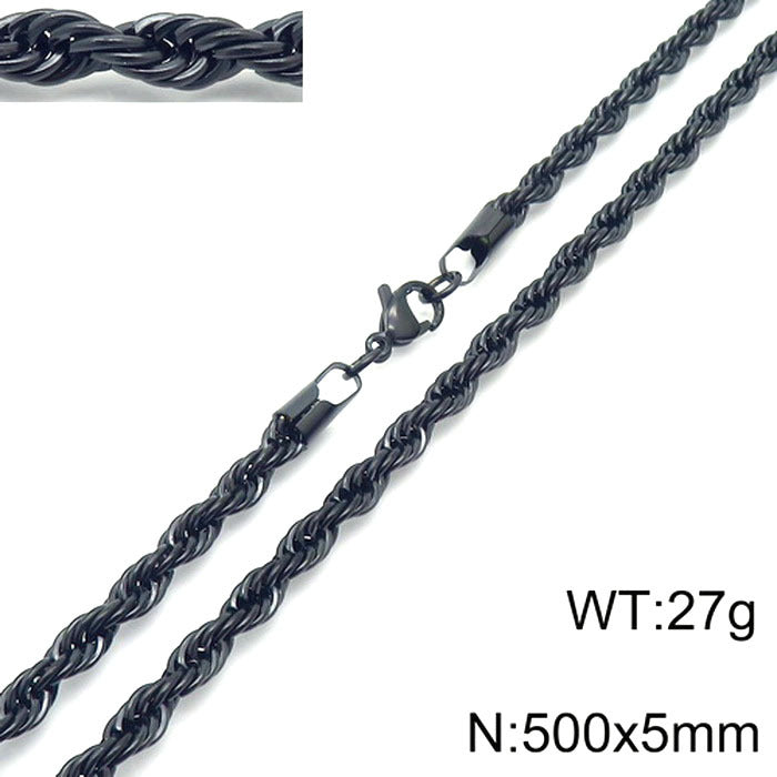 Wholesale Black Twist Chain with Chain Button Rope Chain Titanium Steel Necklace ACC-NE-KaLun002