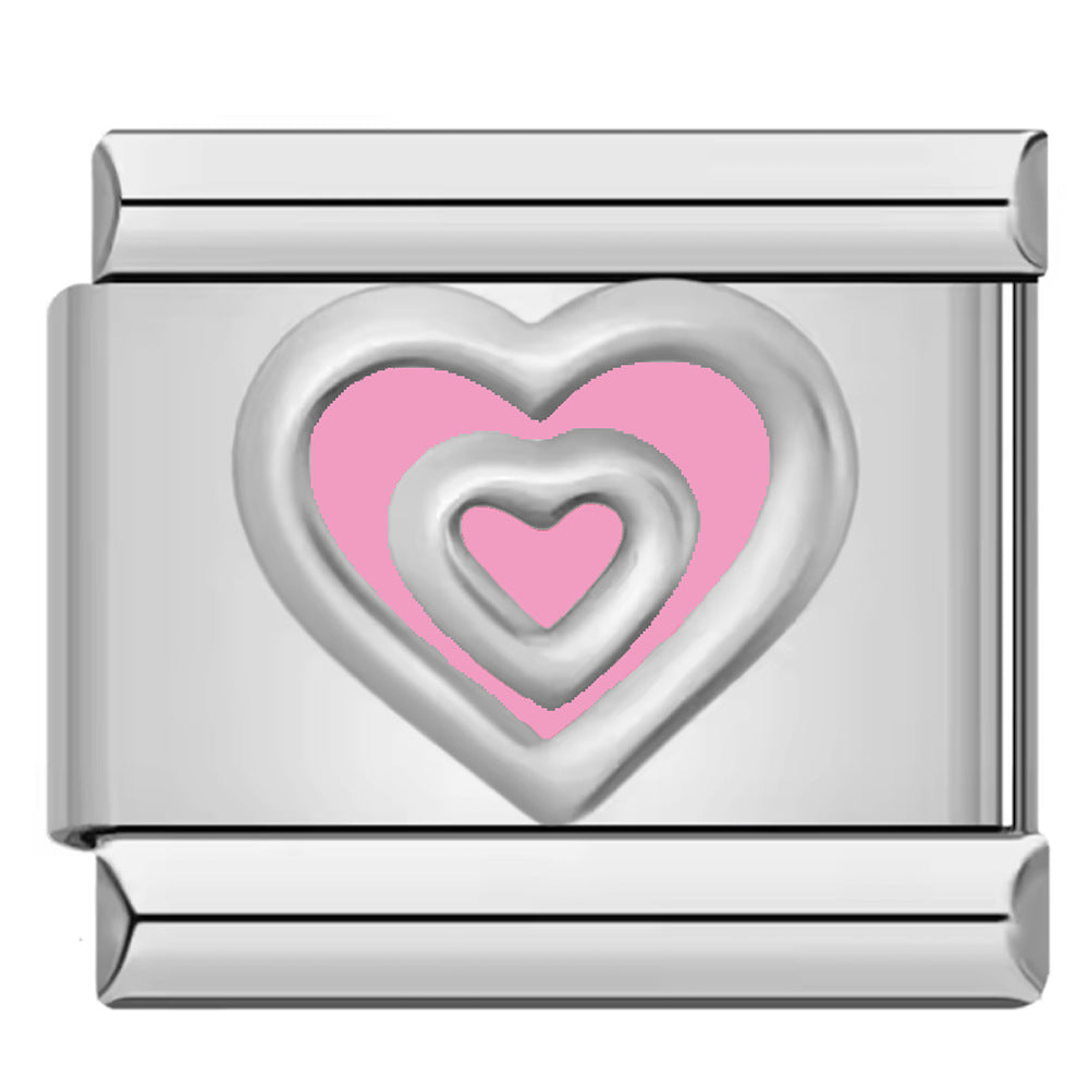 Wholesale  Italian Charm Bracelet 9mm DIY  colorful dripping double-layer Creative Stainless Steel Composable Bracelet