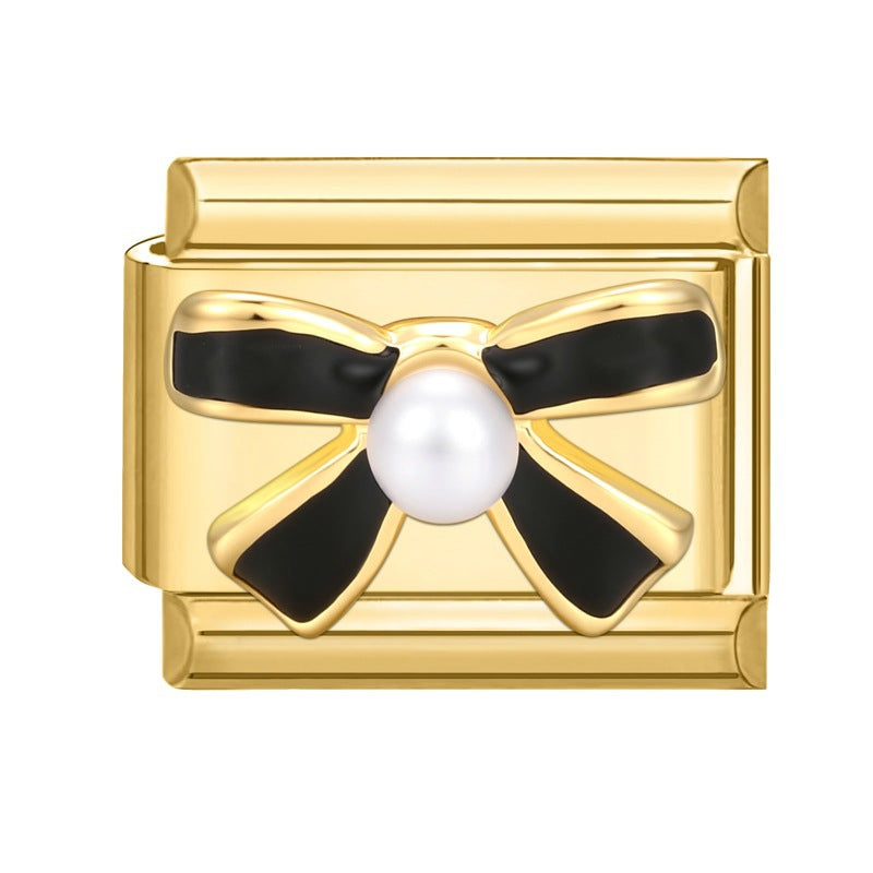 Wholesale Stainless Steel Gold European Style Bowknot DIY Charm Bracelet Jewelry Accessory For Everyday Wear