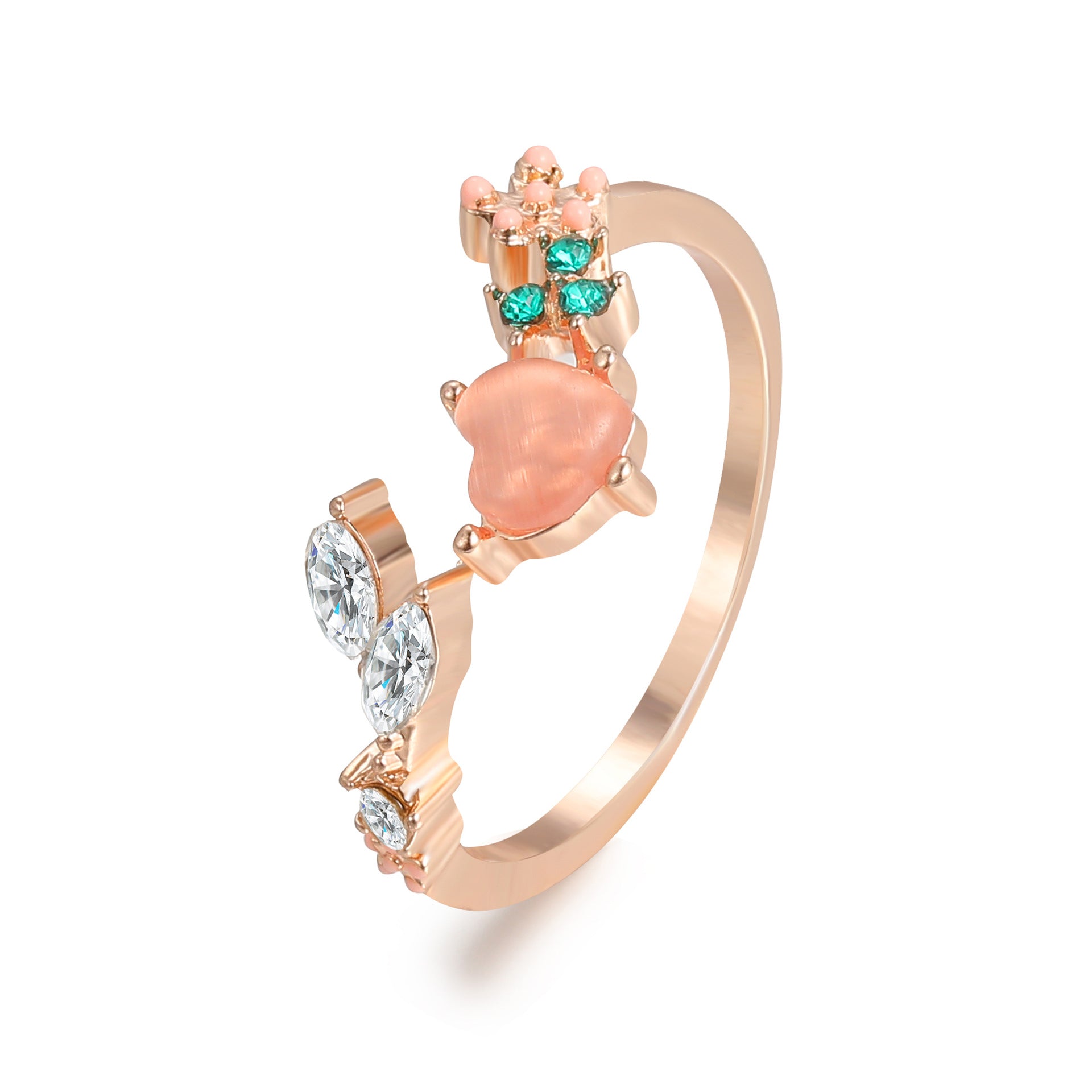 Wholesale Index Finger Ring Adjustable Ring Love Pink Diamond Ring ACC-RS-HZS001