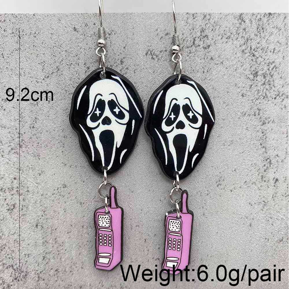 Wholesale Halloween Candy Basket Cowboy Ghost Face Acrylic Earrings ACC-ES-ChenY042