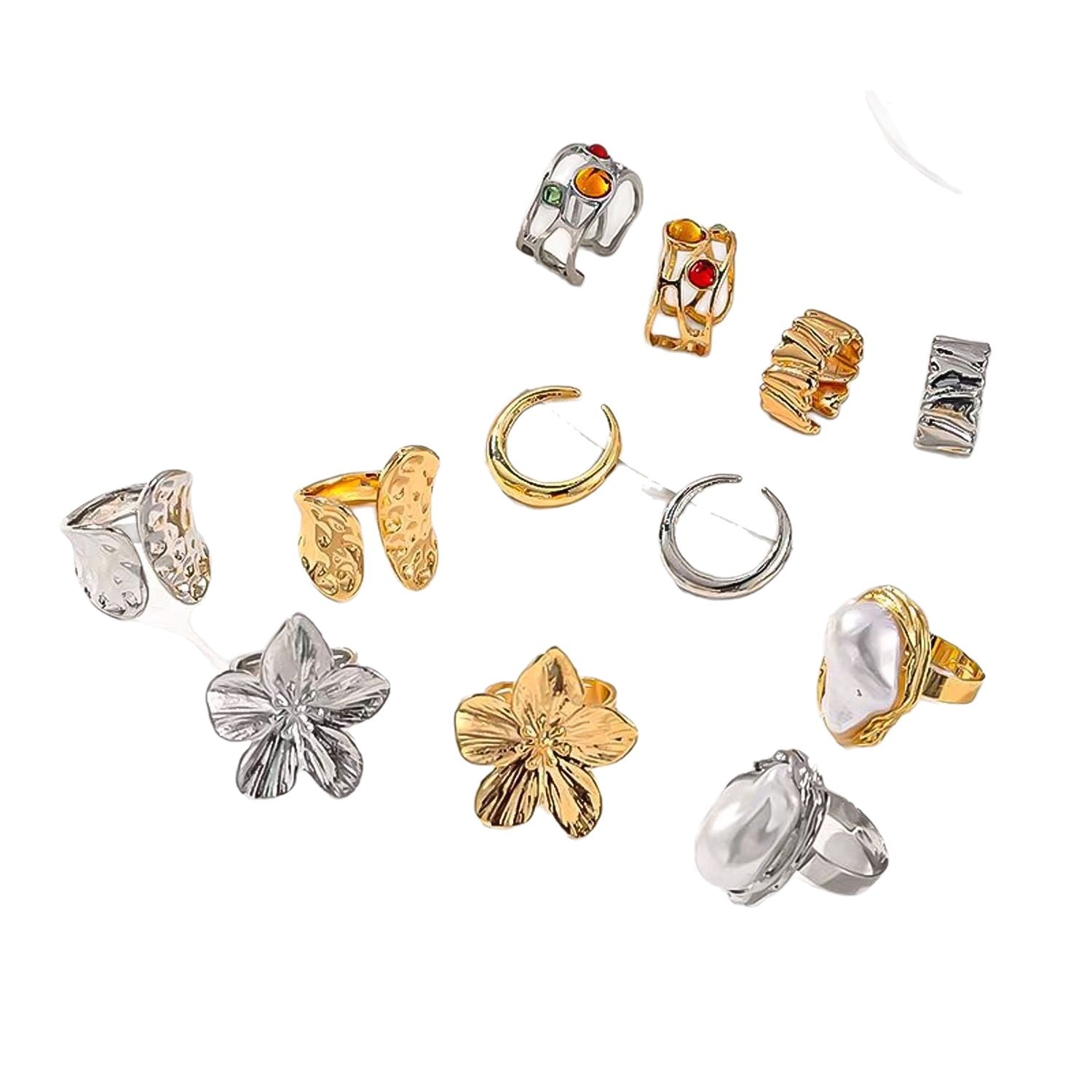 Wholesale Pearl Exaggerated Ring Set