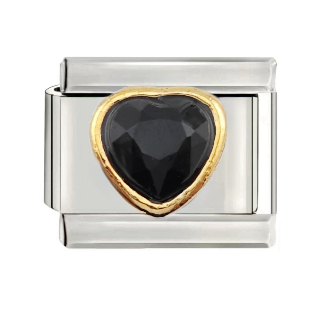 Wholesale Italian Charm Bracelet 9mm DIY  Heart-Shaped Gemstone Series Creative Stainless Steel Composable Bracelet