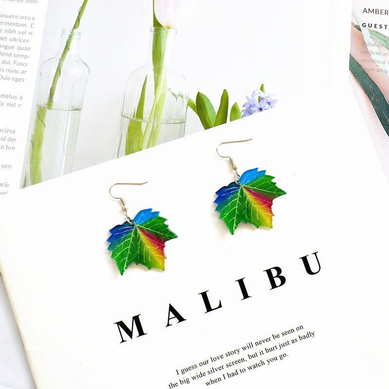 Wholesale Summer Natural Leaf Earrings Forest Style Earrings Acrylic Earrings ACC-ES-XN022
