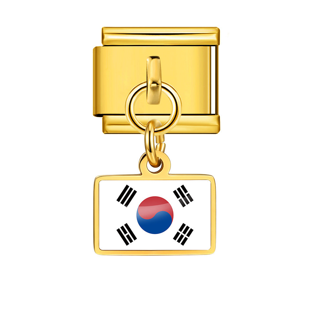 Wholesale World Flag Modular Bracelet Stainless Steel DIY Fashion Accessory