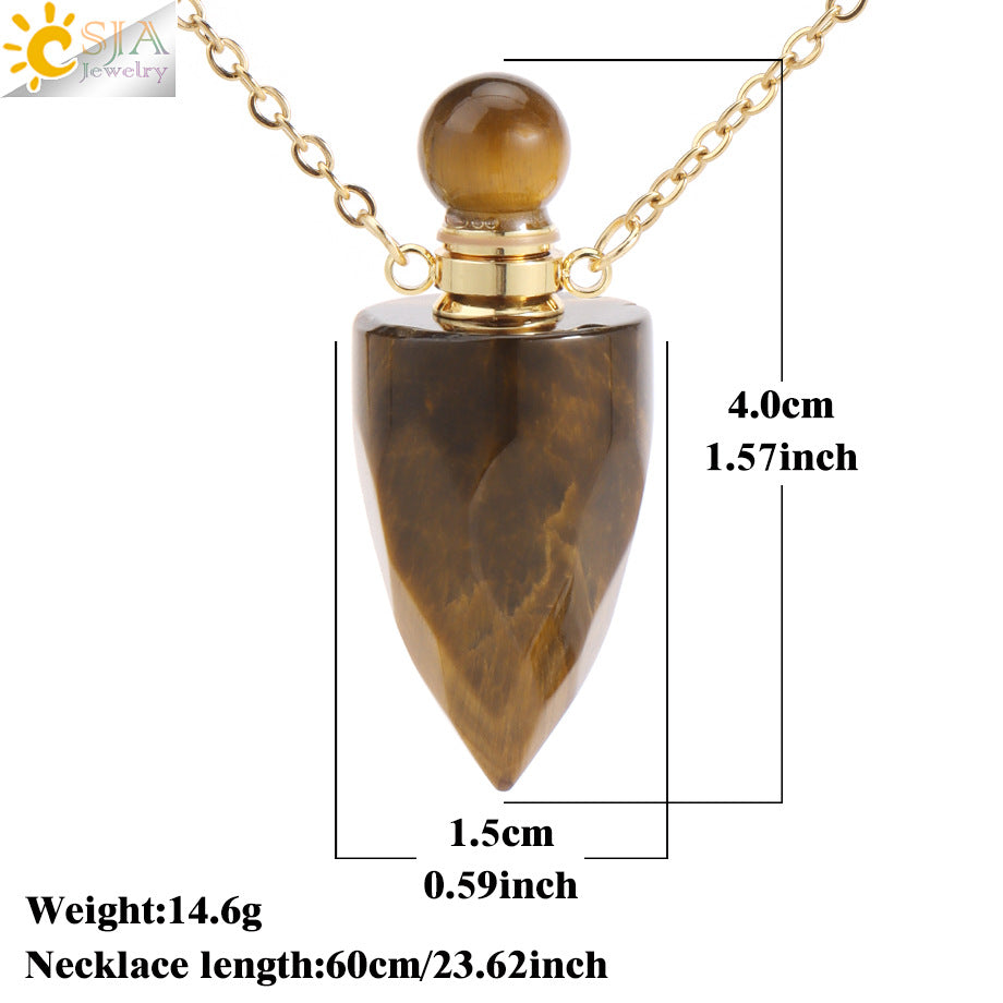 Wholesale Natural Stone Crystal Perfume Bottle Necklace ACC-NE-HuaiShe005