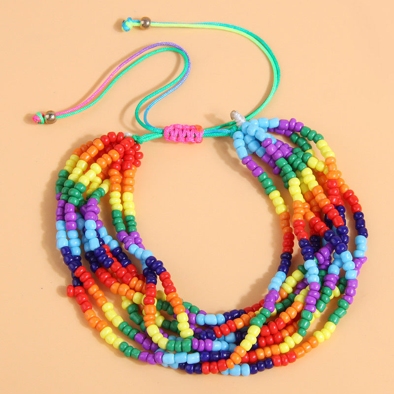 Wholesale Bohemian Ethnic Style Fine Rice Beads Multi-Layer Bracelet for Women ACC-BT-Weiy026