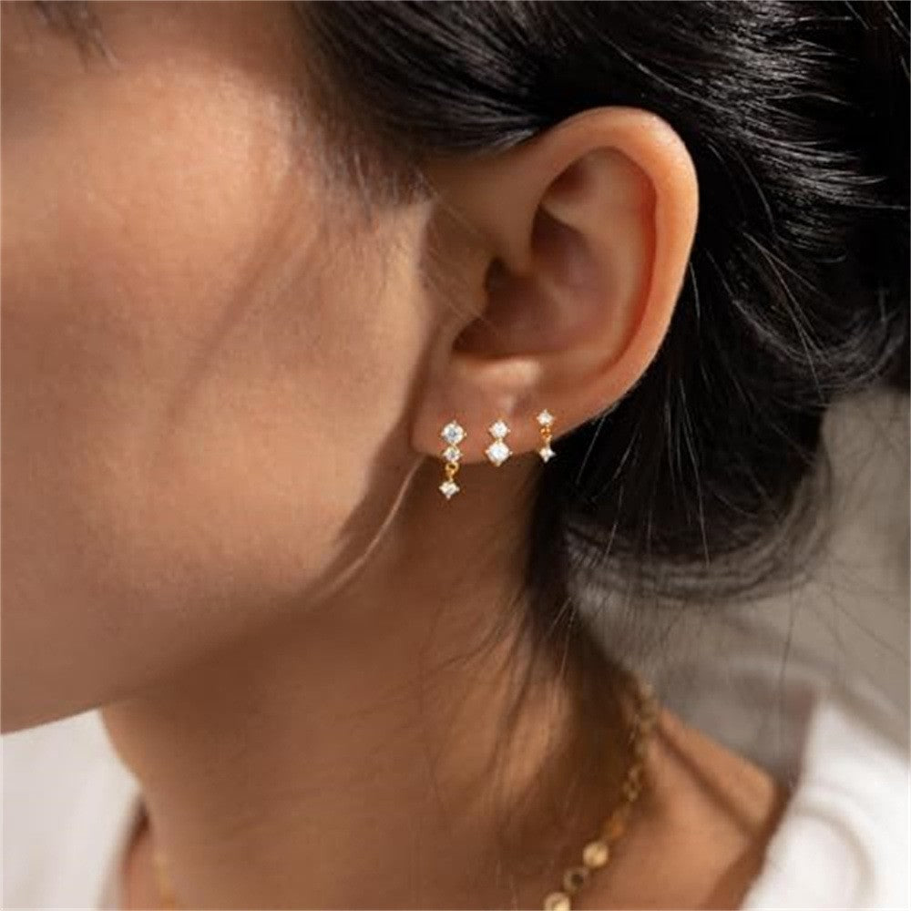 Wholesale Geometric Diamond Ear Nails Earrings