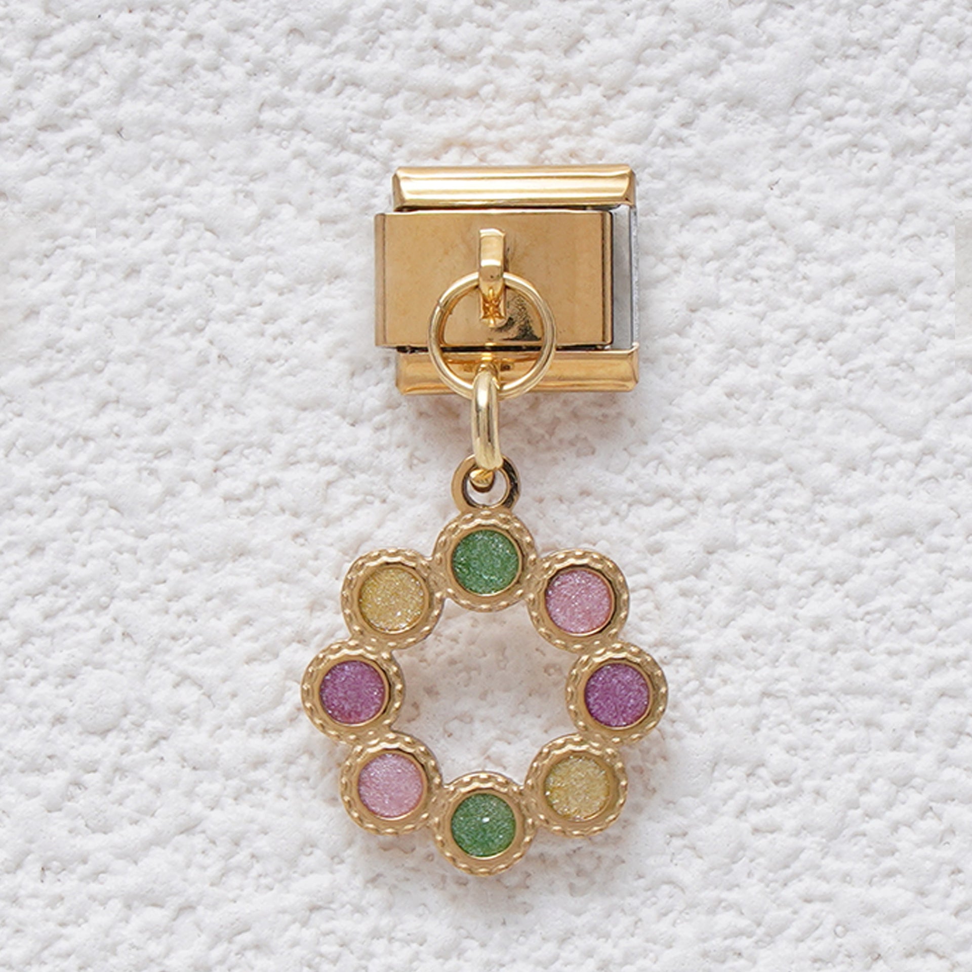 Wholesale Italian Charm Bracelet 9mm DIY Splicing Rainbow Flower Candy Stainless Steel Composable Bracelet