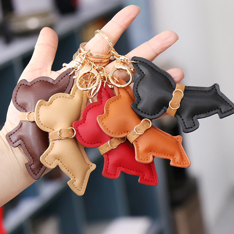 Wholesale Chic Black PU Leather Cartoon Dog Keychain Car Key Accessory Bag Charm Gift
