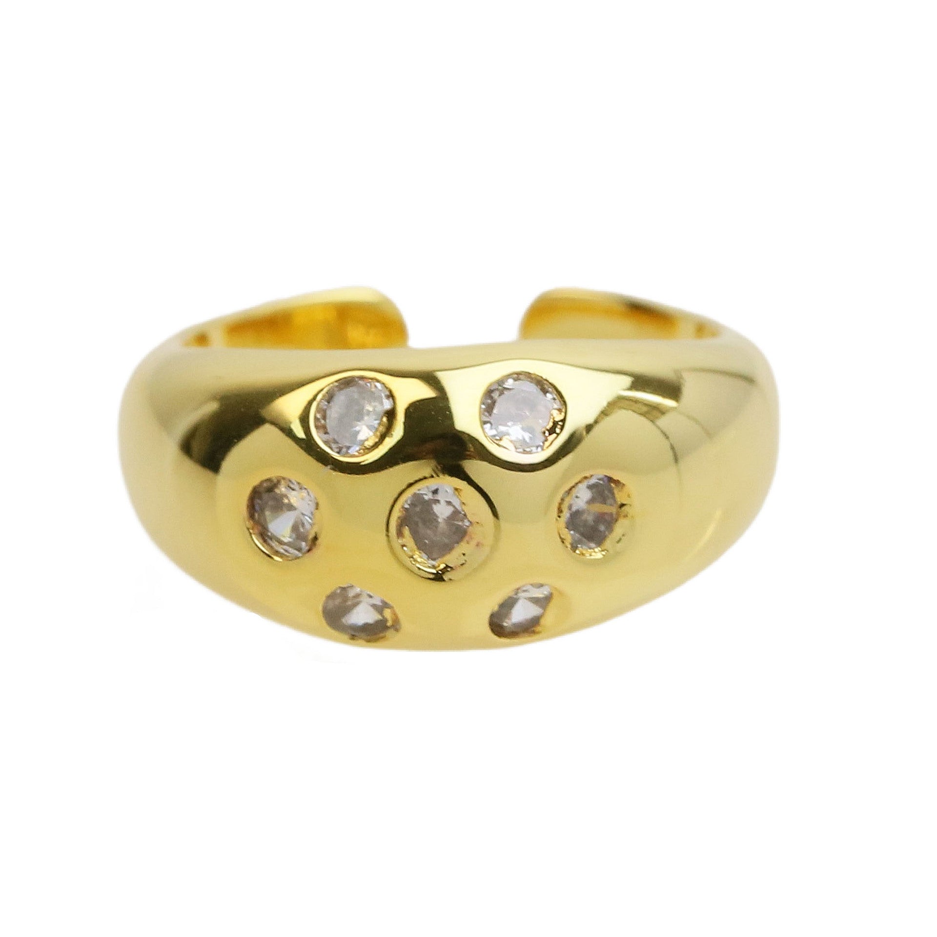 Wholesale  18k gold brass smooth heavy classic star zircon ring