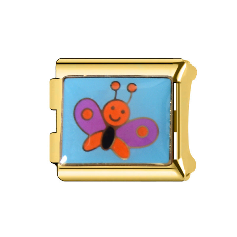 Wholesale Italian Charm Bracelet 9mm DIY Splicing Cartoon Cute Stainless Steel Composable Bracelet