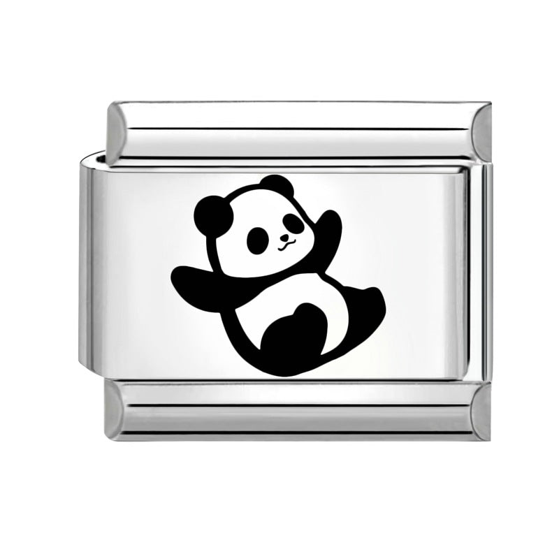 Wholesale  Italian Charm Bracelet 9mm DIY Splicing Removable Cartoon Panda Stainless Steel Composable Bracelet