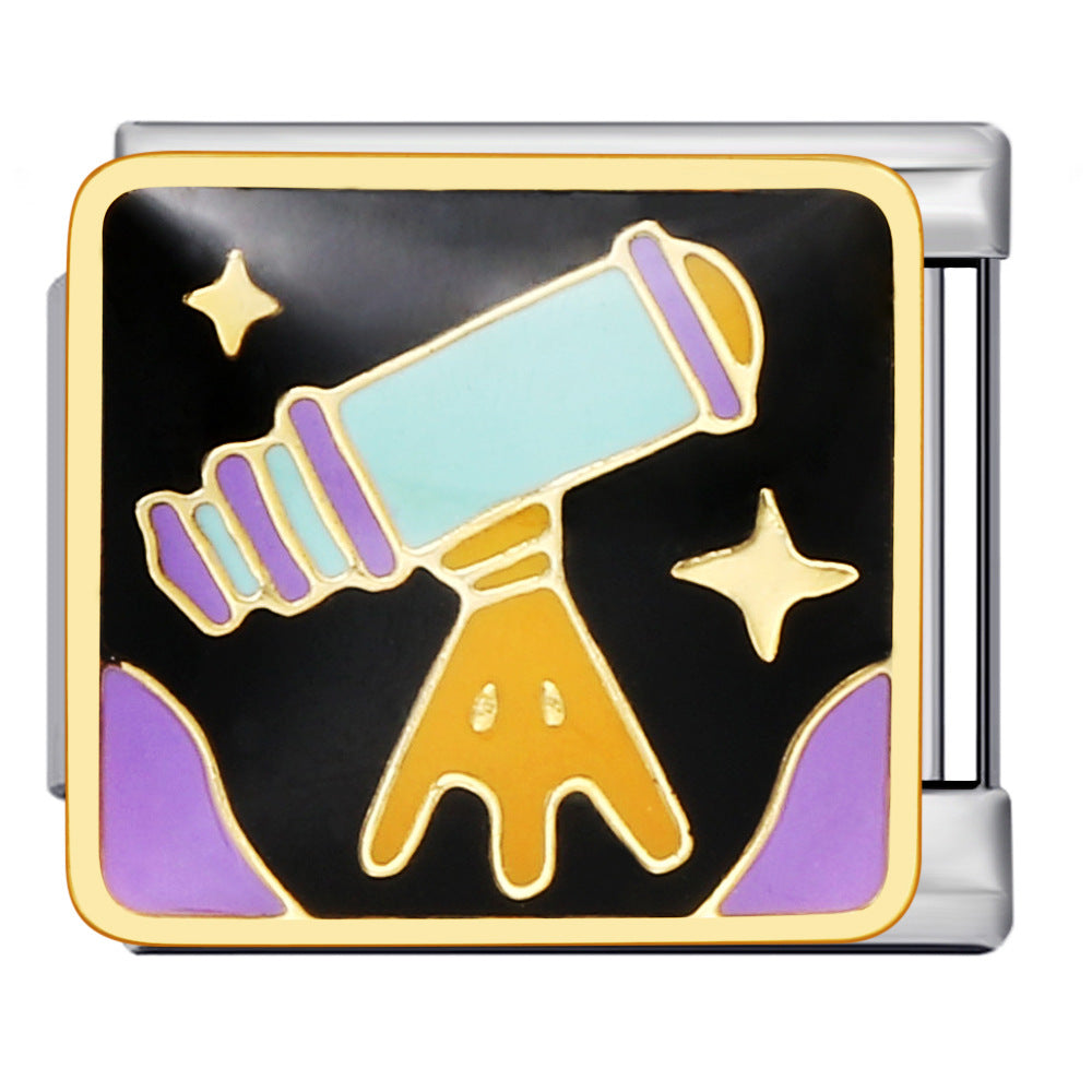 Wholesale Italian Charm Bracelet 9mm DIY Splicing Removable Space Moon Stainless Steel Composable Bracelet