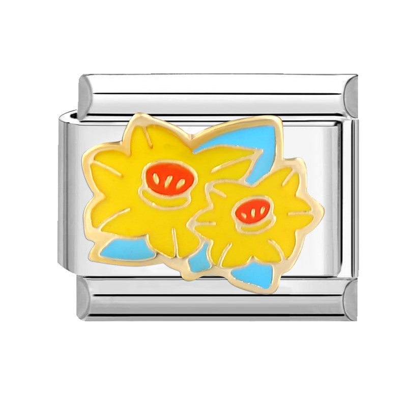 Wholesale Italian Charm Bracelet 9mm DIY Splicing Removable Yellow Element Stainless Steel Composable Bracelet