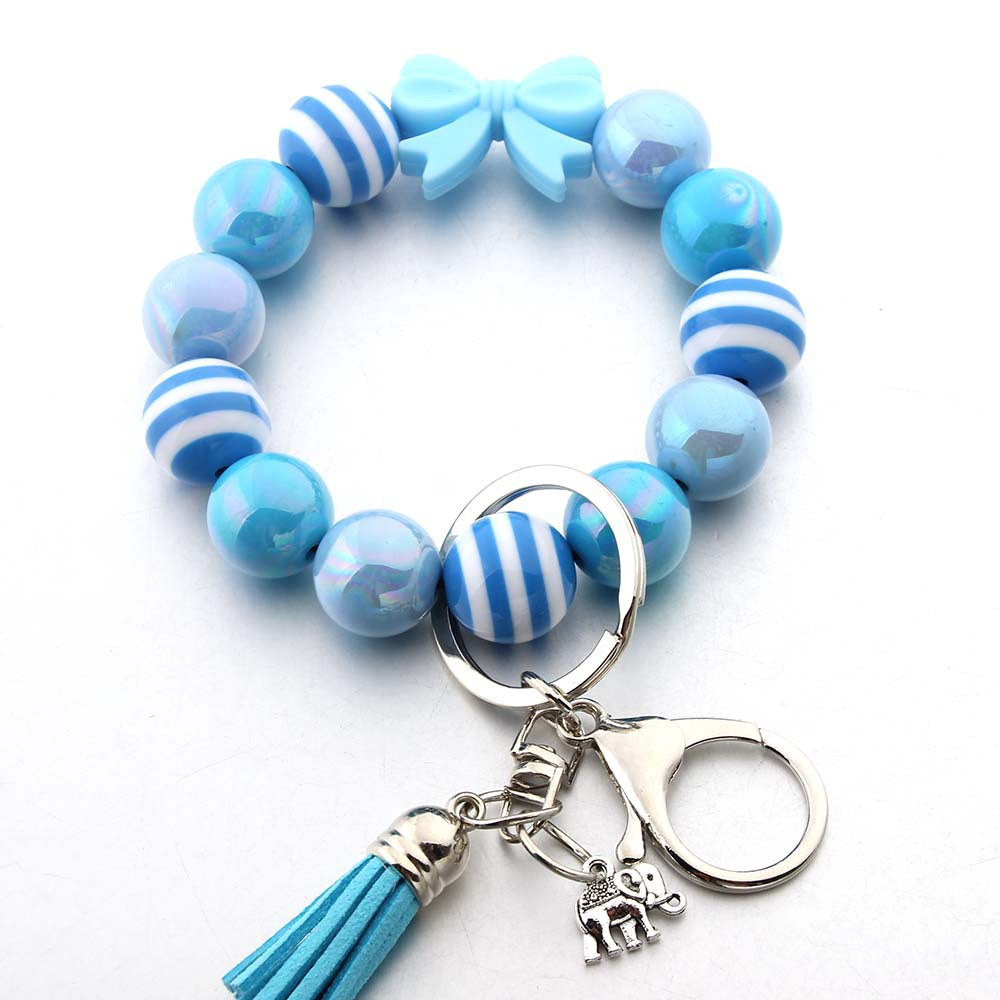 Wholesale Bow Acrylic Beaded Bracelet Keychain Wristlet Keychain ACC-KC-JinAn016