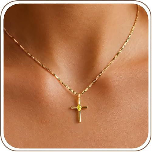Wholesale Zodiac Birthstone Cross Pendant Necklace Stylish Fashion Accessory Boutique Resale Gift