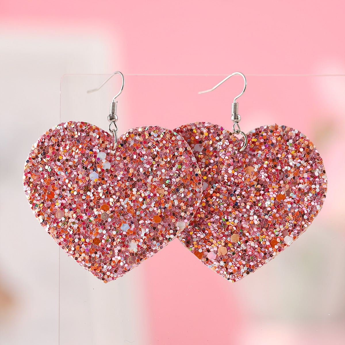 Wholesale  Valentine's Day Blingbling Sequins Peach Heart Love Sexy Red Lips Earrings