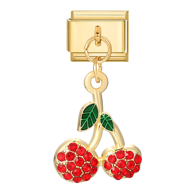 Wholesale Italian Charm Bracelet 9mm DIY Splicing Cherry Pendant Stainless Steel Composable Bracelet