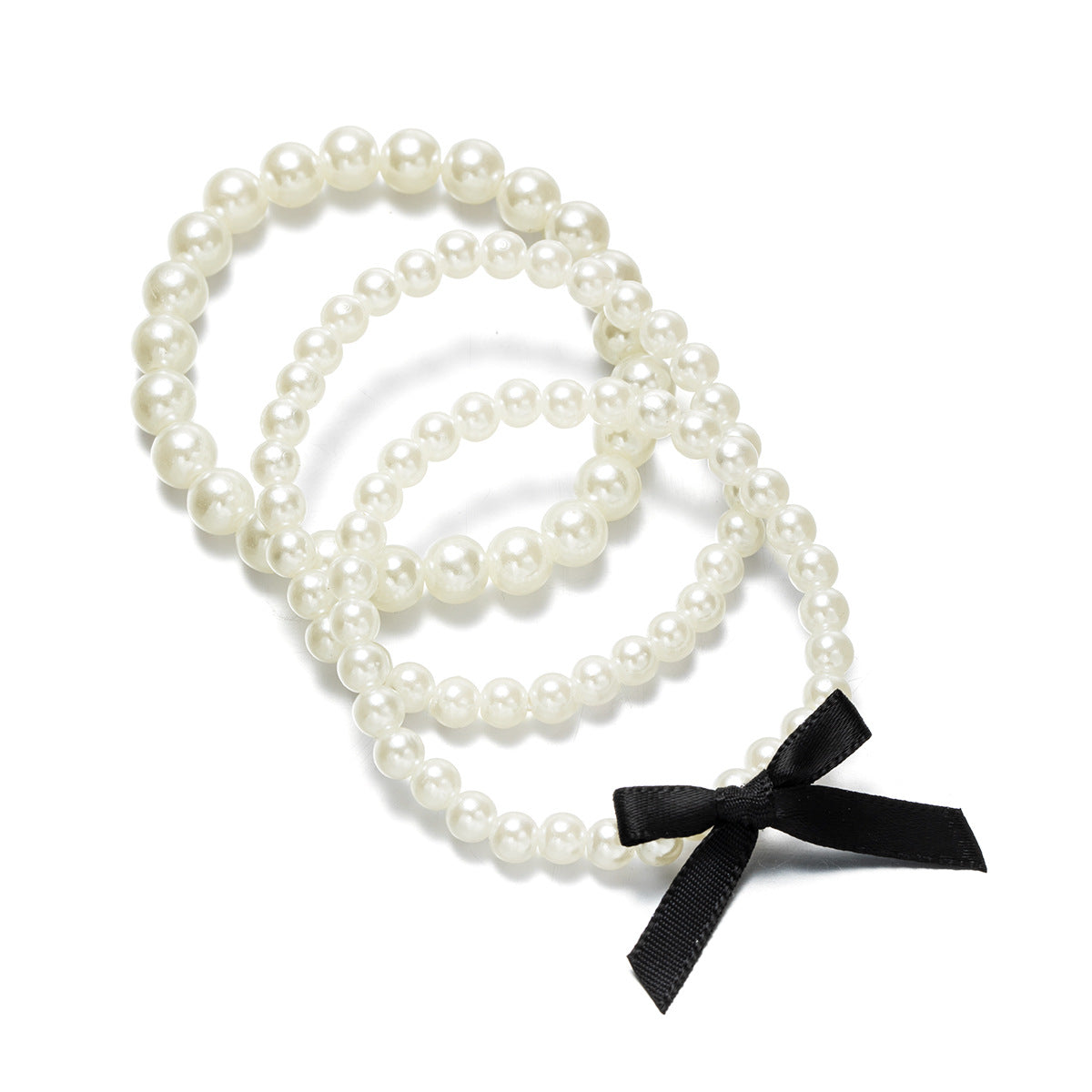 Wholesale Bow-knot pearl beaded stretch bracelet