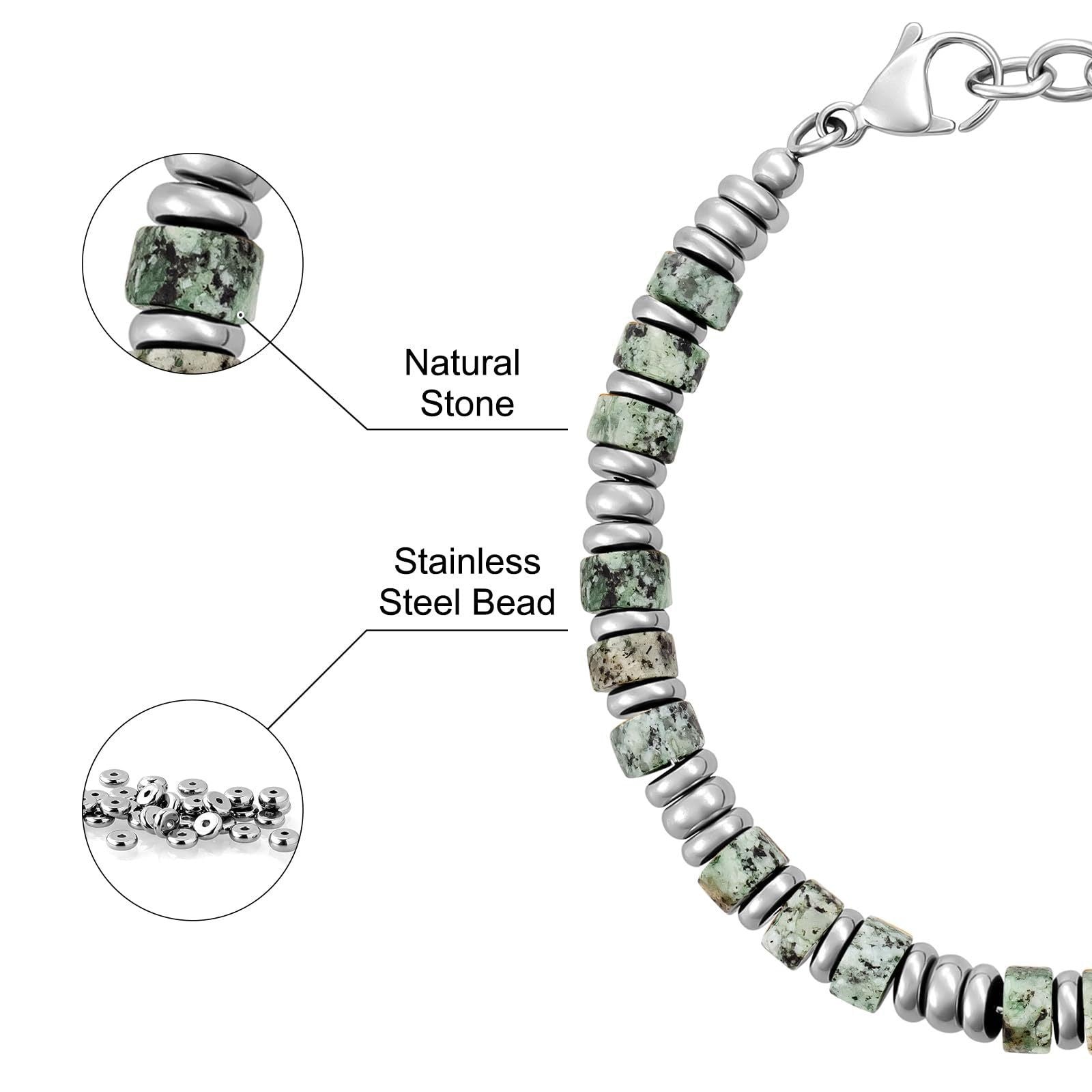 Wholesale Bohemian Chain Bracelet Natural Obsidian Beads Stainless Steel Business Gift Fashion Accessory