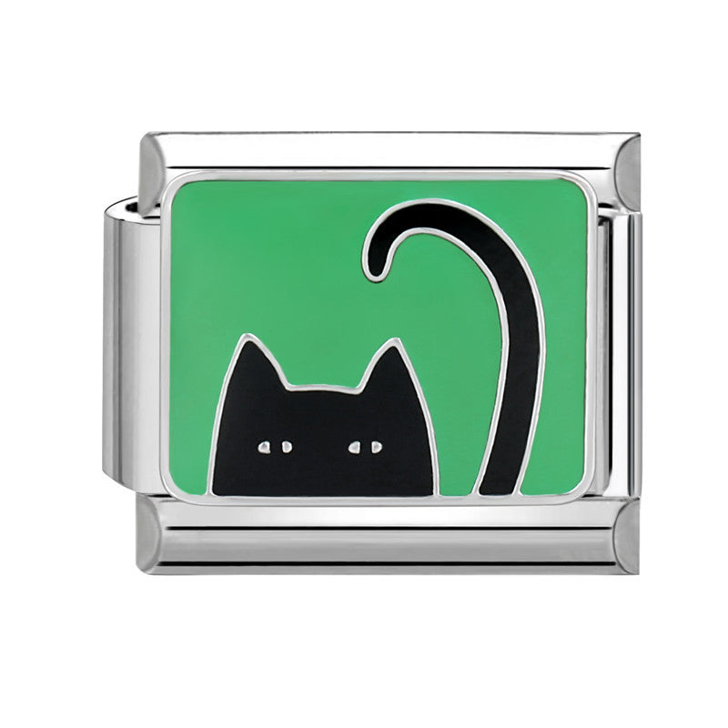 Wholesale Italian Charm Bracelet 9mm DIY Splicing Removable Green Series Titanium Steel Composable Bracelet