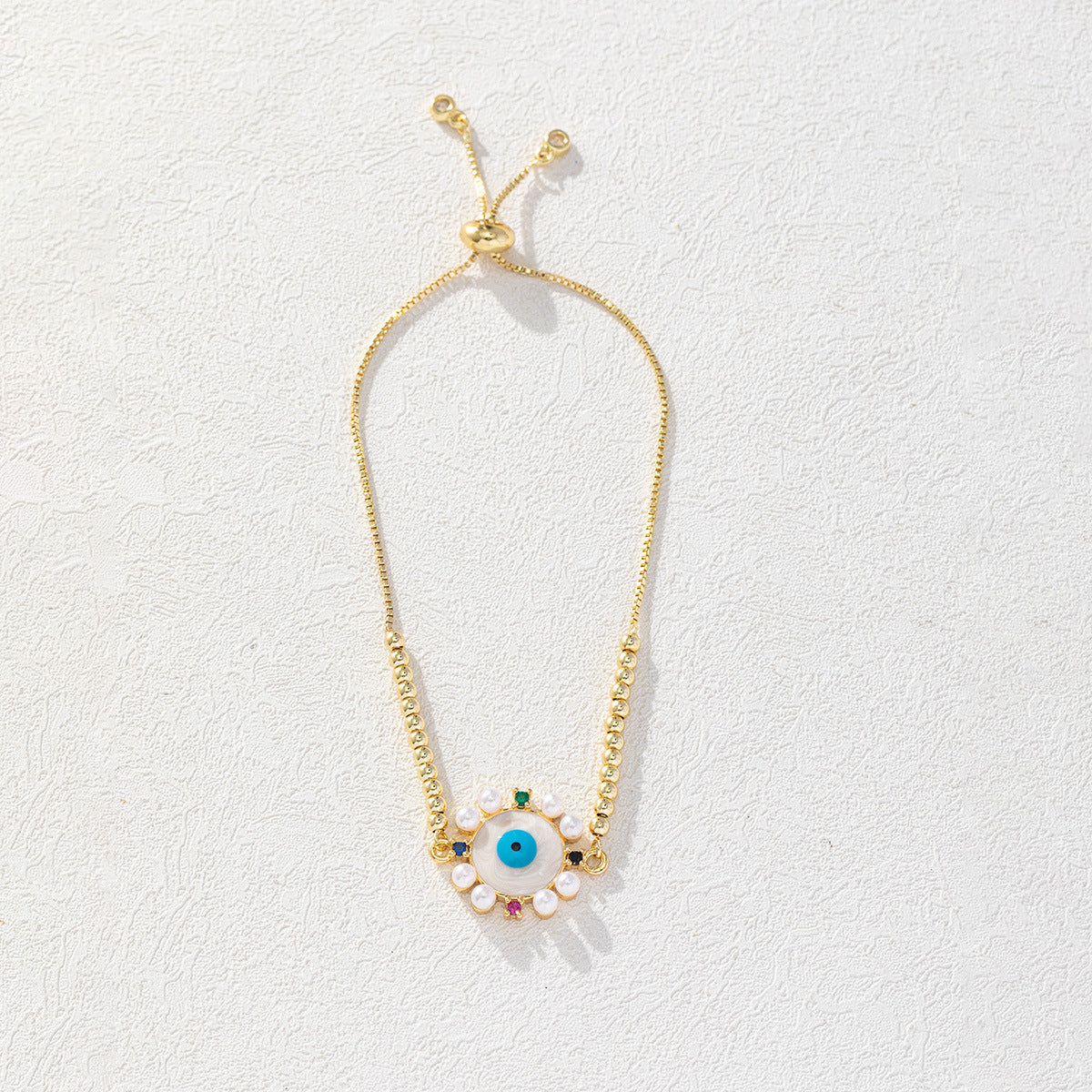 Wholesale Copper Zircon Evil Eye Bracelet Trendy Blue Eye Drip Oil Jewelry Accessory Women S Boutique Gift