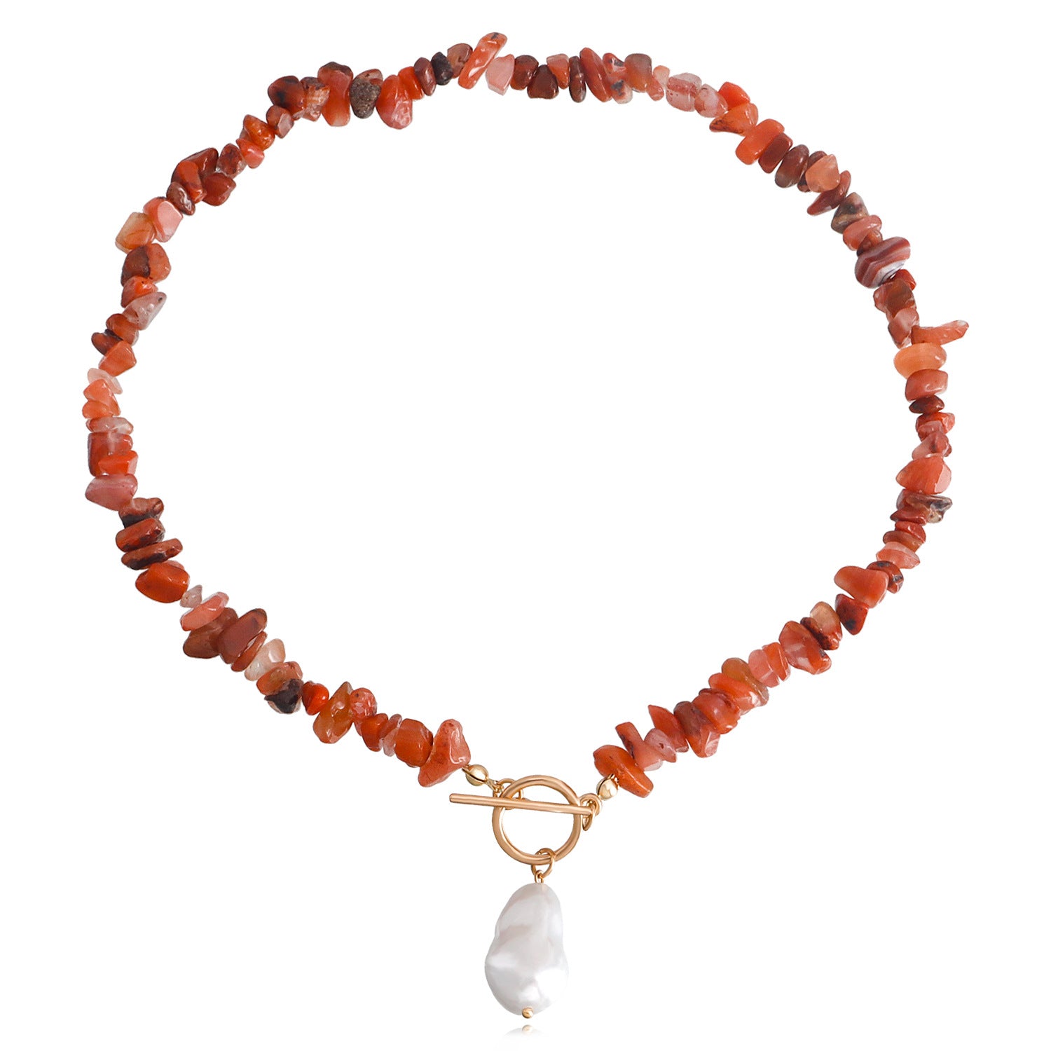 Wholesale Trendy Green Turquoise Irregular Pearl Necklace Alloy Jewelry Accessory