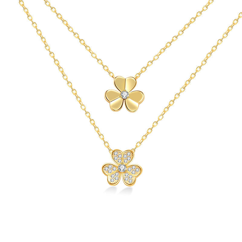 Wholesale S925 sterling silver clover polished necklace